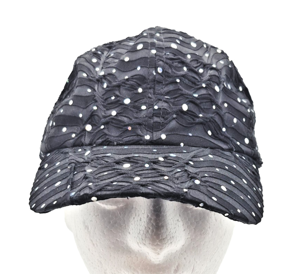 Something Special Womens Black Sequin Bling Baseball Cap Hat 100% Polyester OS